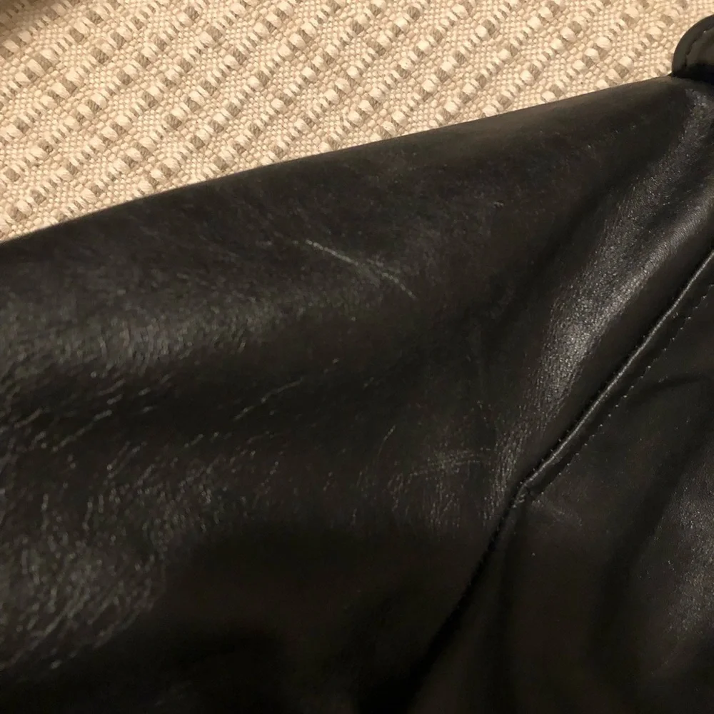 Ag Adriano Goldschmied Black Leather Moto Jacket - Picture 10 of 12